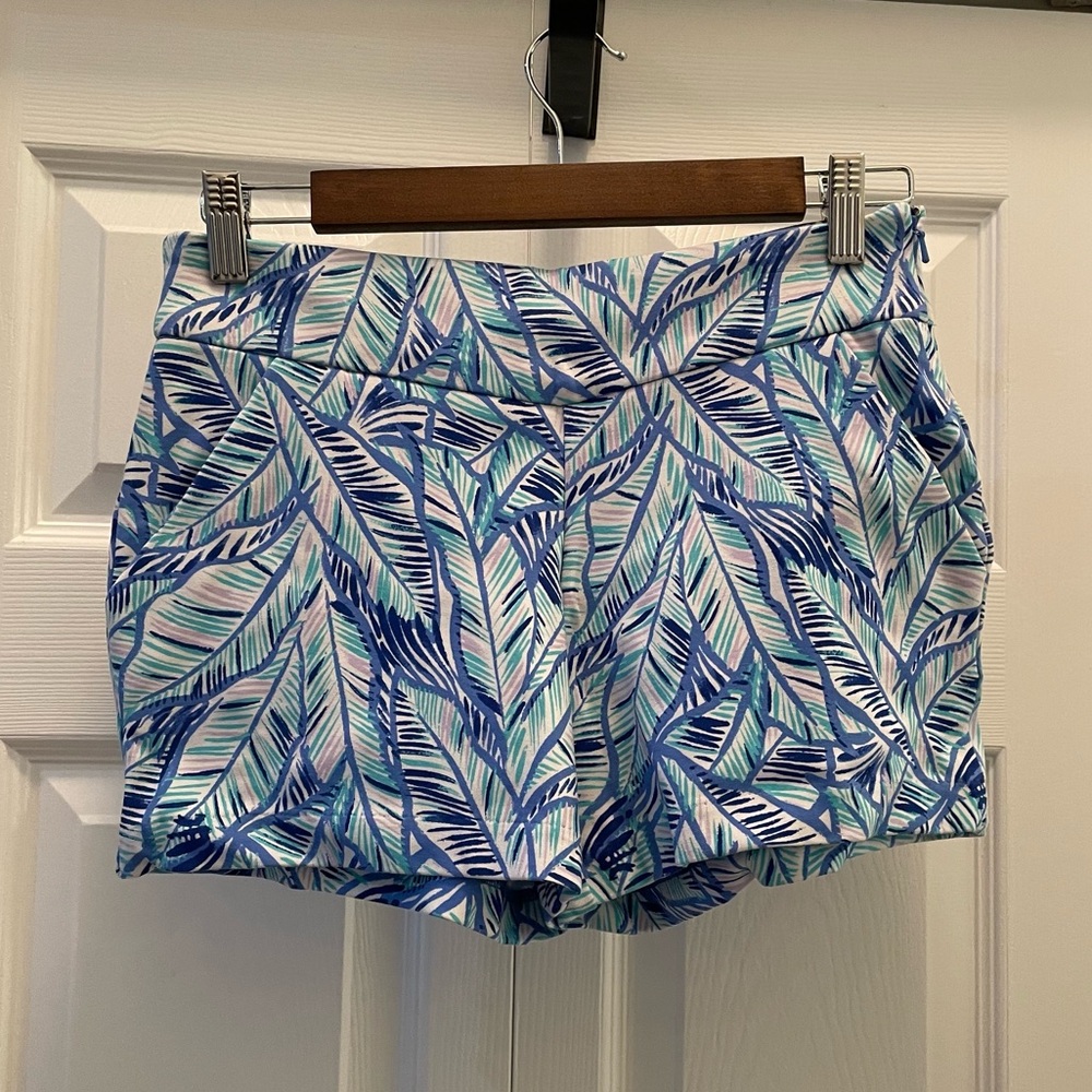 Lilly Pulitzer Makenna Ponte Shorts Boho Lets Mango Tropical Blue Size 00